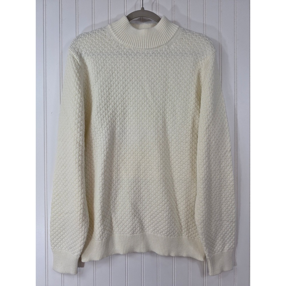 Ms. Maggie Womens XL Cream Mock Neck Textured Honeycomb Knit Pullover Sweater